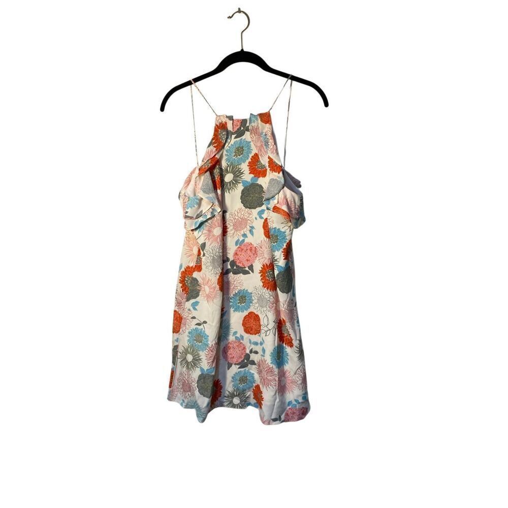Lucy love women’s floral, spaghetti, strap, ruffle, trim, dress Med